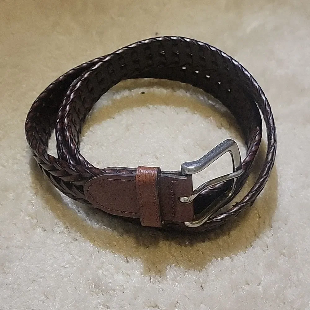 DOCKERS — GENUINE LEATHER Braided Belt Dark Brown